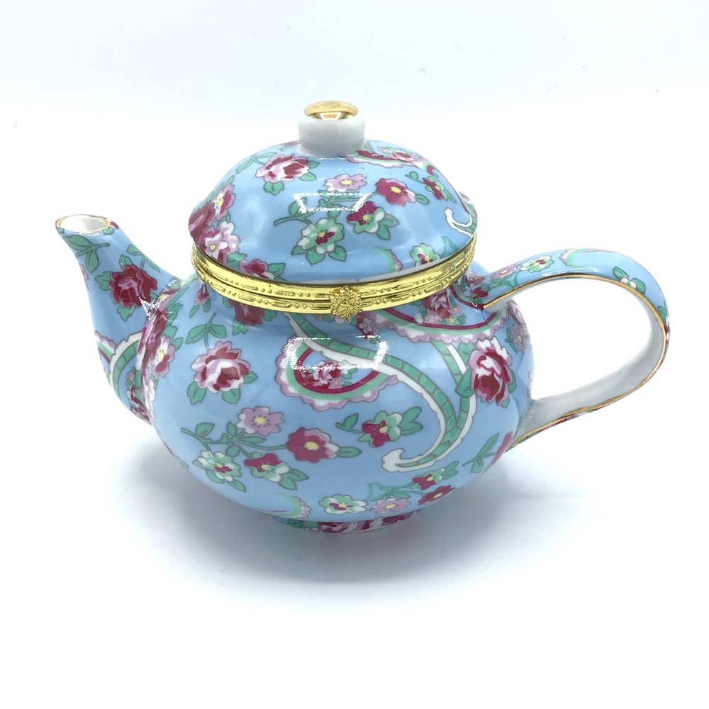 Blue & Red Trinket Tea Pot Baum Bros. VTG